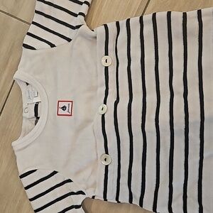 Jacadi Velour Striped Snap button Onesie Pajama Footie size 6 months